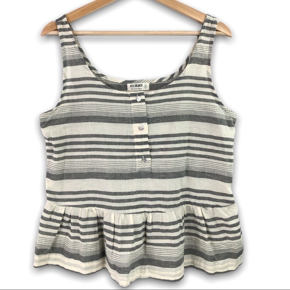 4OUR DREAMERS - Striped Button Down Peplum - S